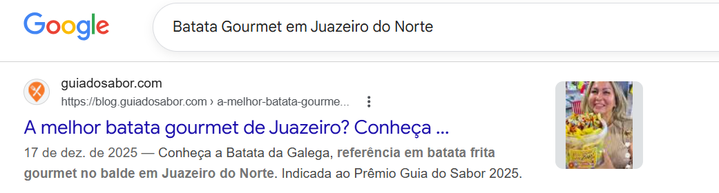 Google mostrando post do Guia do Sabor sobre a Batata da Galega