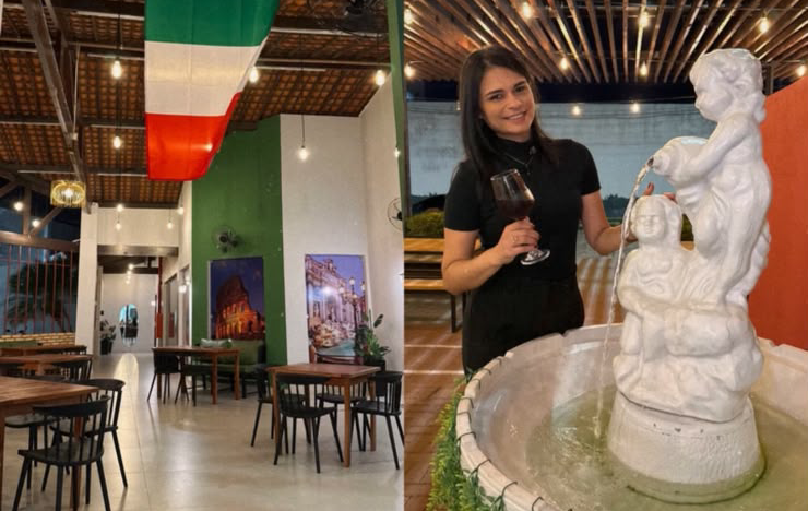 Ambiente da Piazza di Itália, pizzaria napolitana em Mossoró, inspirado nas casas da Itália